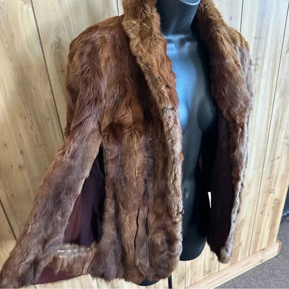 Vtg Kuhl Rich Brown Real Fur Teddy Cape for Women, Shrug, Shawl 40s 50s 60s Soft - Picture 4 of 13